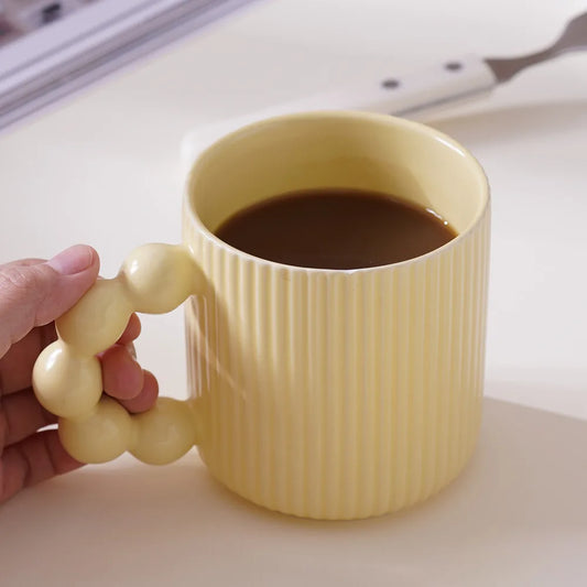 Greek Ceramic Pearl Mug with Lid - Baby Yellow