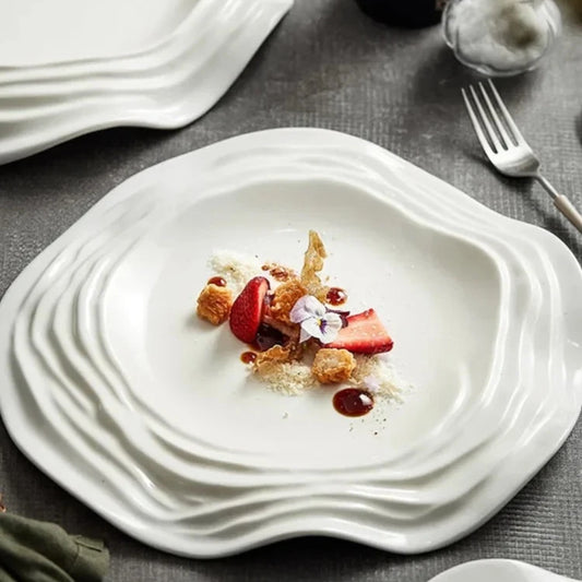 White Waves Ceramic Plate Collection