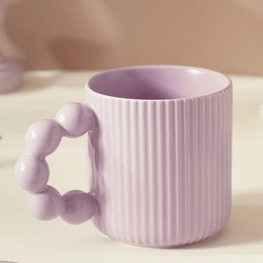Greek Ceramic Pearl Mug with Lid - Baby Purple