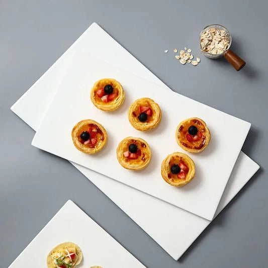 Flat Rectangle Ceramic Display Serving Tray Plate