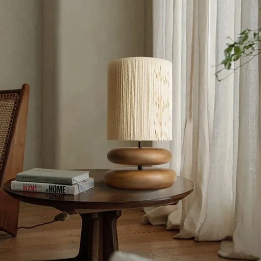 Japanese Walnut Table Lamp - Light Wood