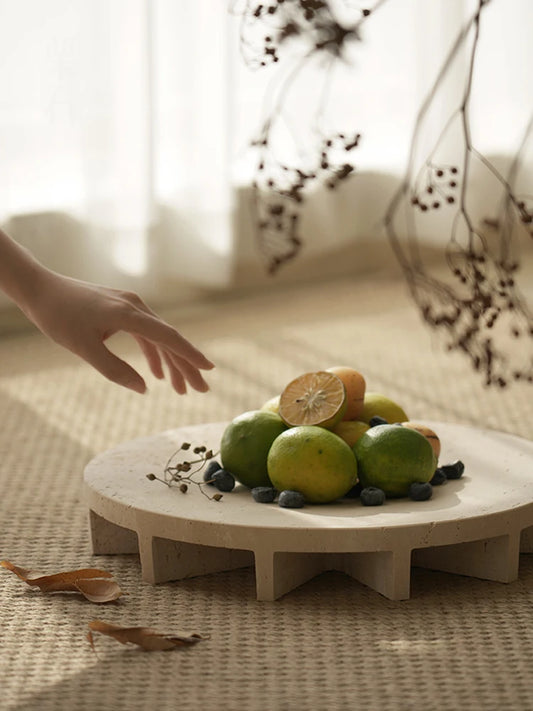 Italia Luxury Slat Base Travertine Stone Tray