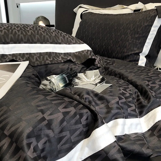 Obscur Rhythm Egyptian Cotton Duvet Cover Set by Mark Cross