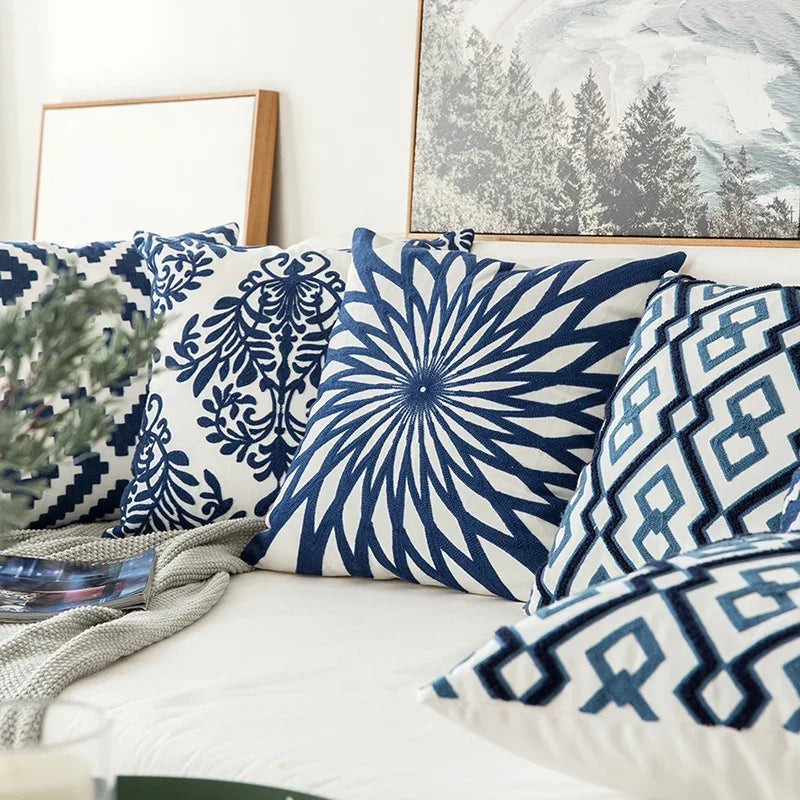 Sardinia Navy Cushion Cover - Vine