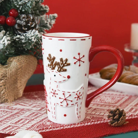 Christmas Elk Ceramic Tall Mug