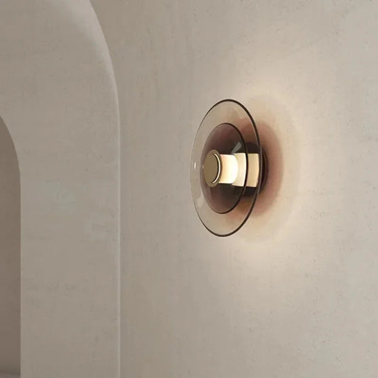 Gino Disc Wall Lamp - Walnut