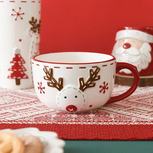 Christmas Elk Ceramic Breakfast Mug