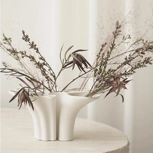 Petal White Ceramic Vase