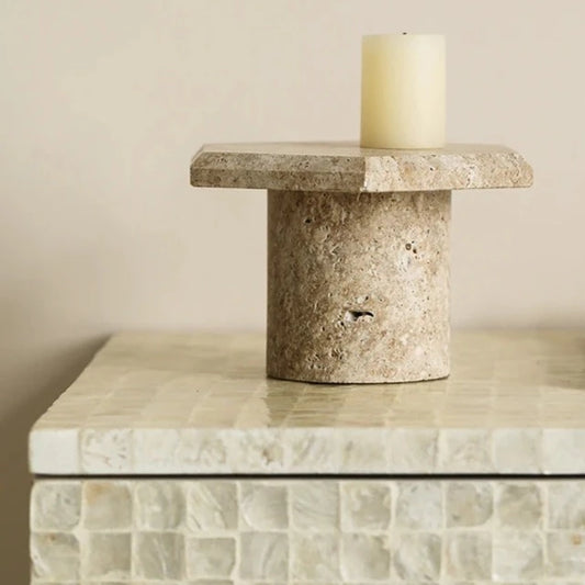 Italia Luxury Travertine Stone Raised Hexagon Tray