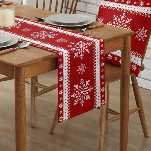 Christmas Snowflake Linen Table Runner