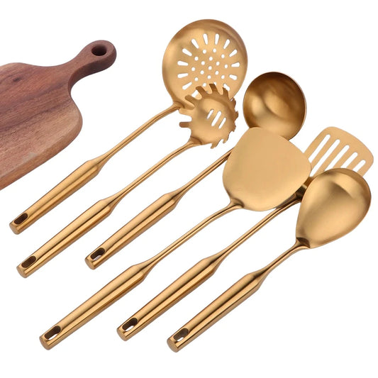 Doha Stainless Steel Cooking Tool Set - Gold