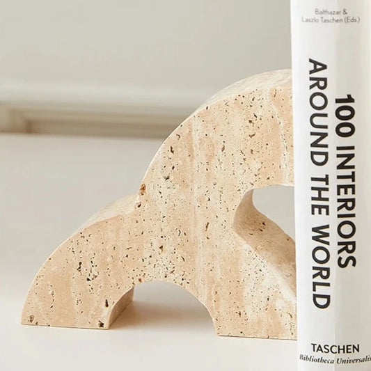 Enissa Travertine Stone Bookends