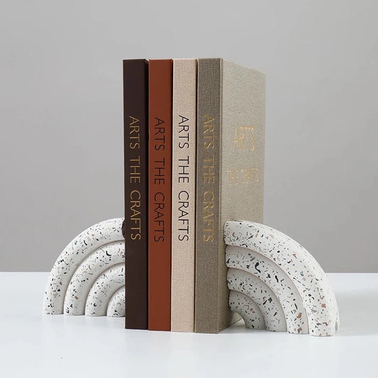 Rainbow Geometric Terazzo Marble Bookends