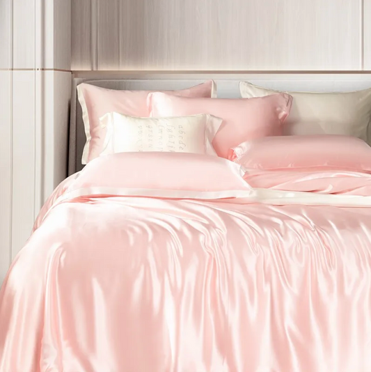 Mulberry Silk Bedding Set - Blush Rose