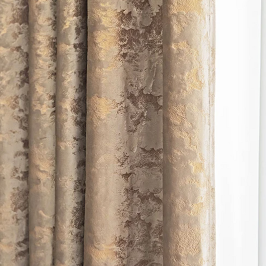 Jakarta Gilded Velvet Blackout Curtain - Coffee Gold
