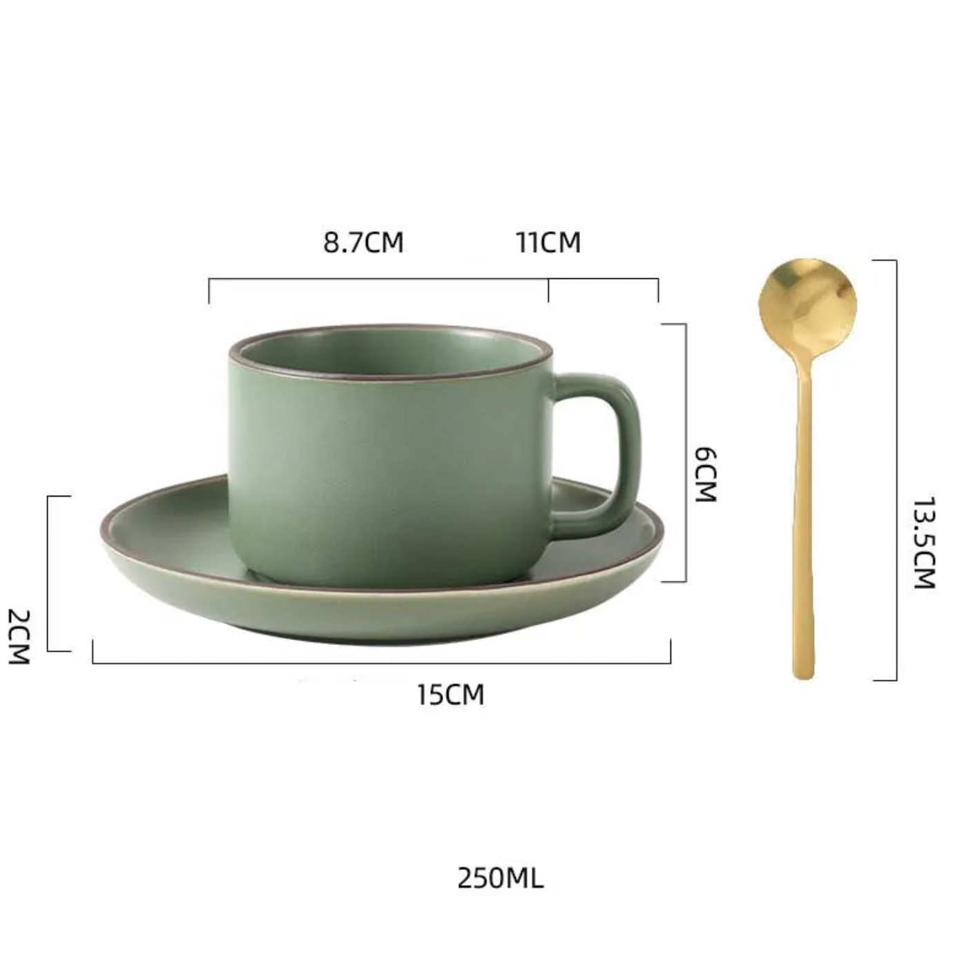 Francisco Ceramic Coffee Cup Set - Green
