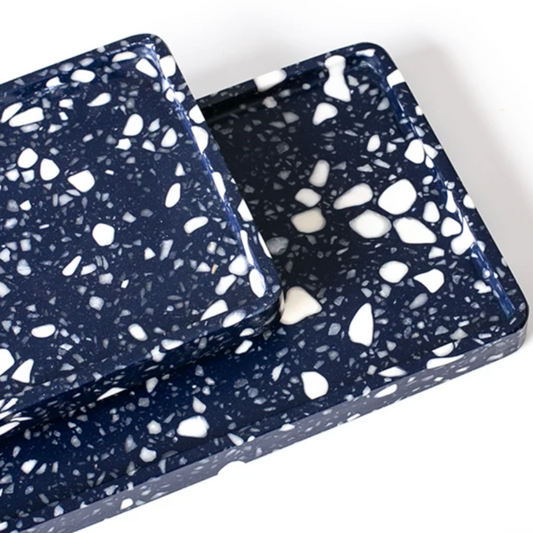 Italia Terazzo Deep Sea Blue Stone Tray