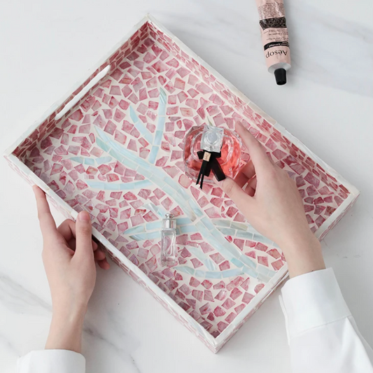 Corfú Creative Hand-Crafted Shell Trays - Pink Blossom
