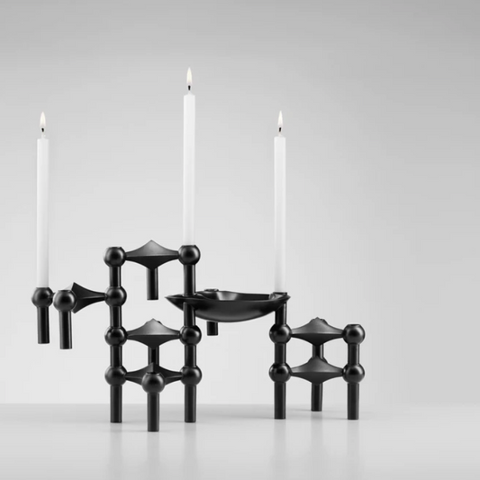 Scandinavian Metal Molecular Candlestick Holder - Black
