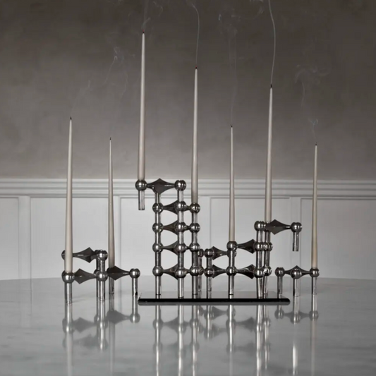 Scandinavian Metal Molecular Candlestick Holder - Silver