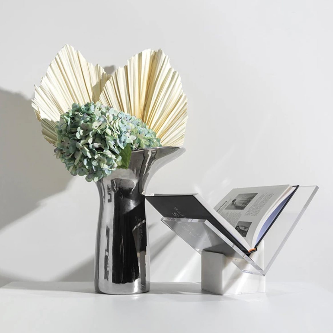 Scandi Marble Book Stand Organiser - White