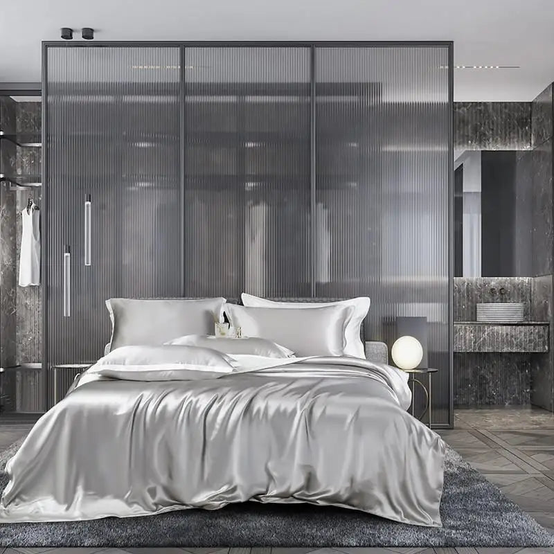 Grey Mulberry Silk Bedding – Moonstone | Hemma Home