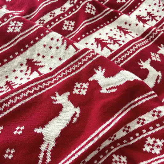 Christmas Elk Knitted Throw Plush Blanket
