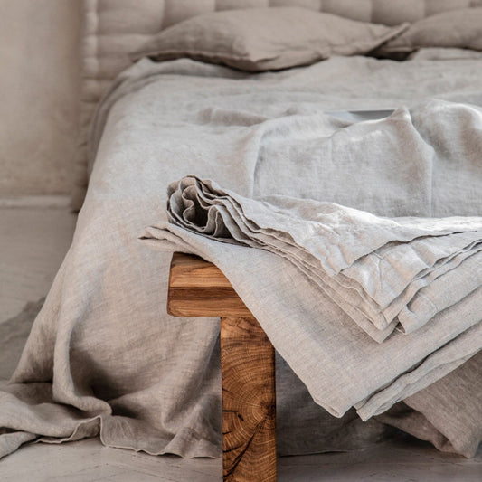 Míkonos Stone Grey Pure Linen Stone Washed Bed Sheet