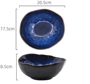 French Cat Eye Blue Bowl