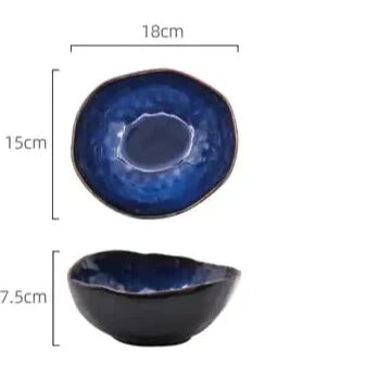 French Cat Eye Blue Bowl