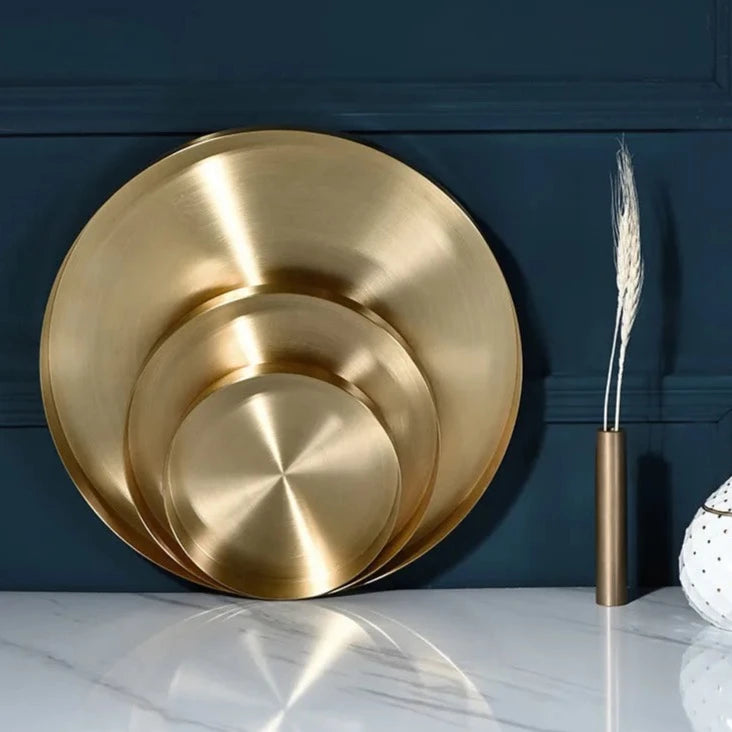 Modern Golden Brass Metal Tray