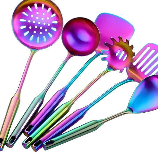 Doha Stainless Steel Cooking Tool Set - Rainbow