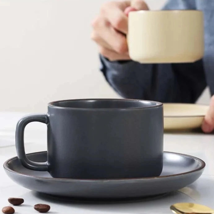 Francisco Ceramic Coffee Cup Set - Grey