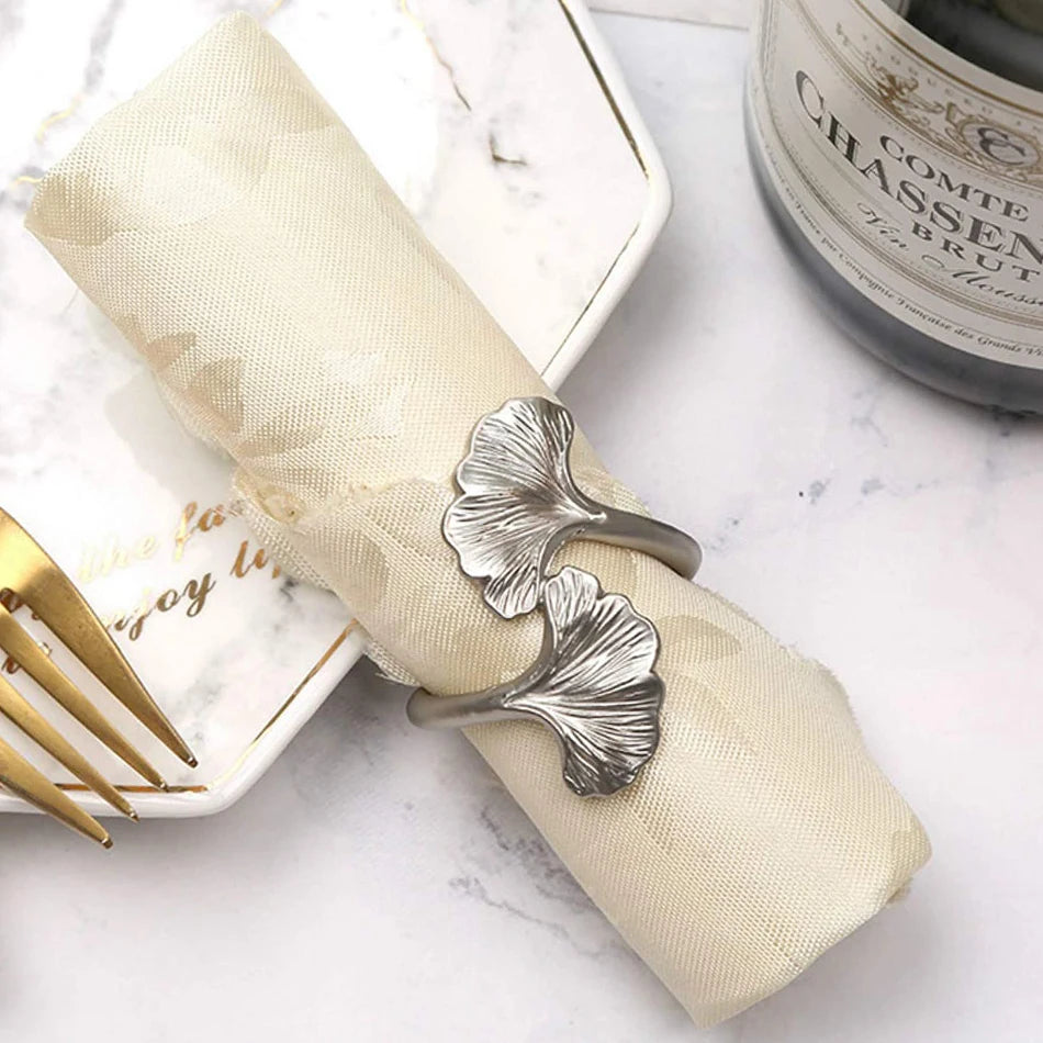 Leaf Metal Napkin Holder Rings