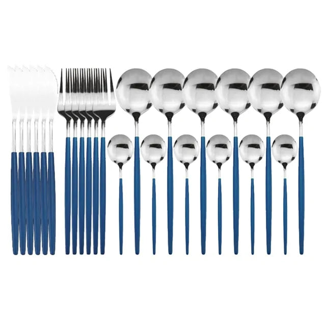 CASA Sardinia Blue 24pcs Stainless Steel Cutlery Set