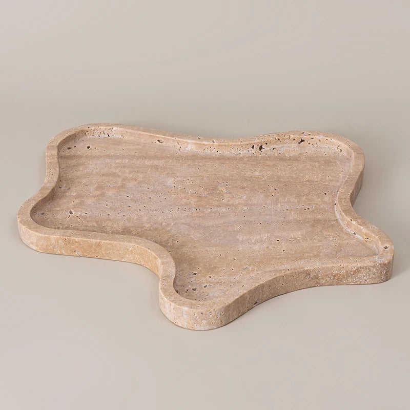 Italia Luxury Organic Shape Travertine Stone Tray