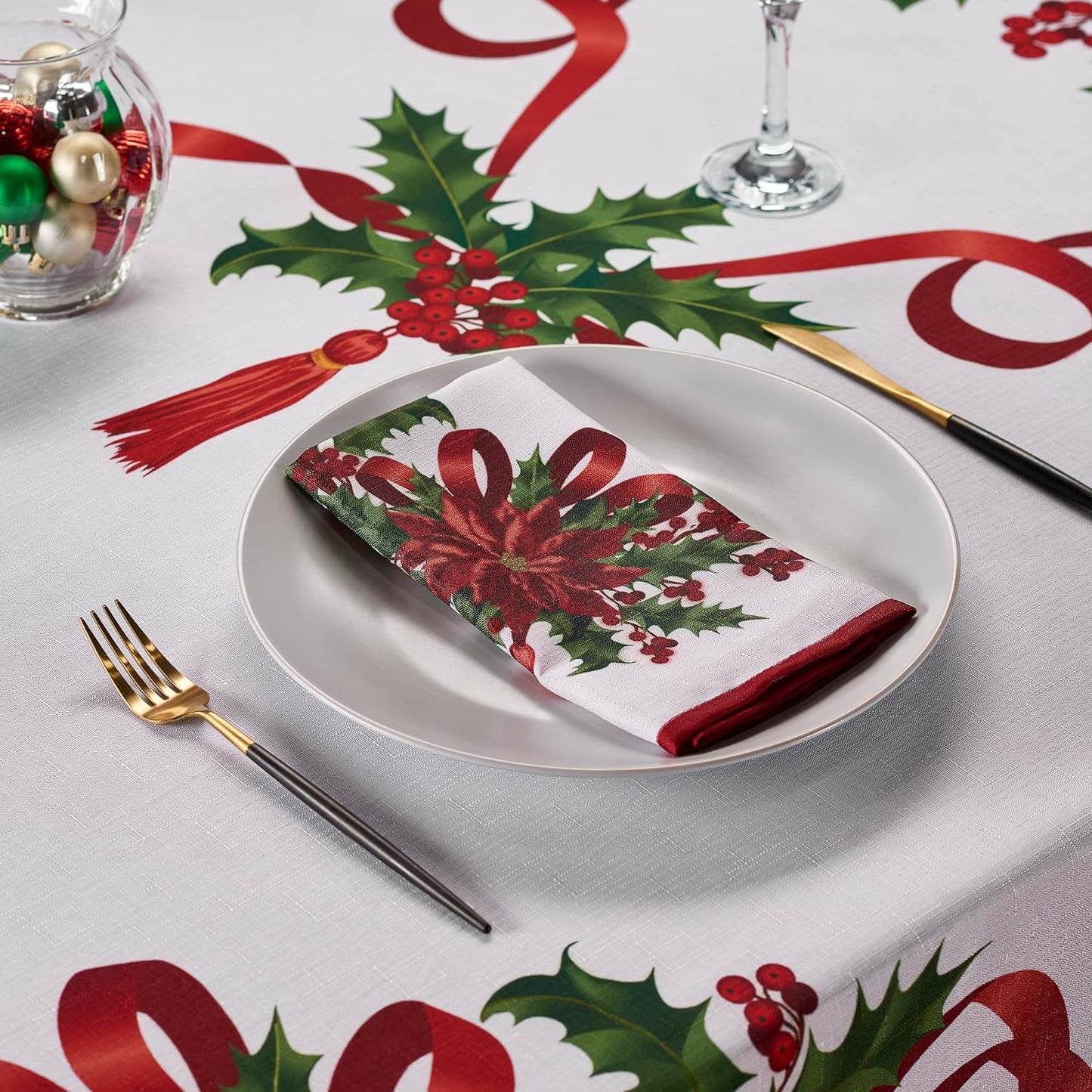 Christmas Ribbon Dining Table Cloth