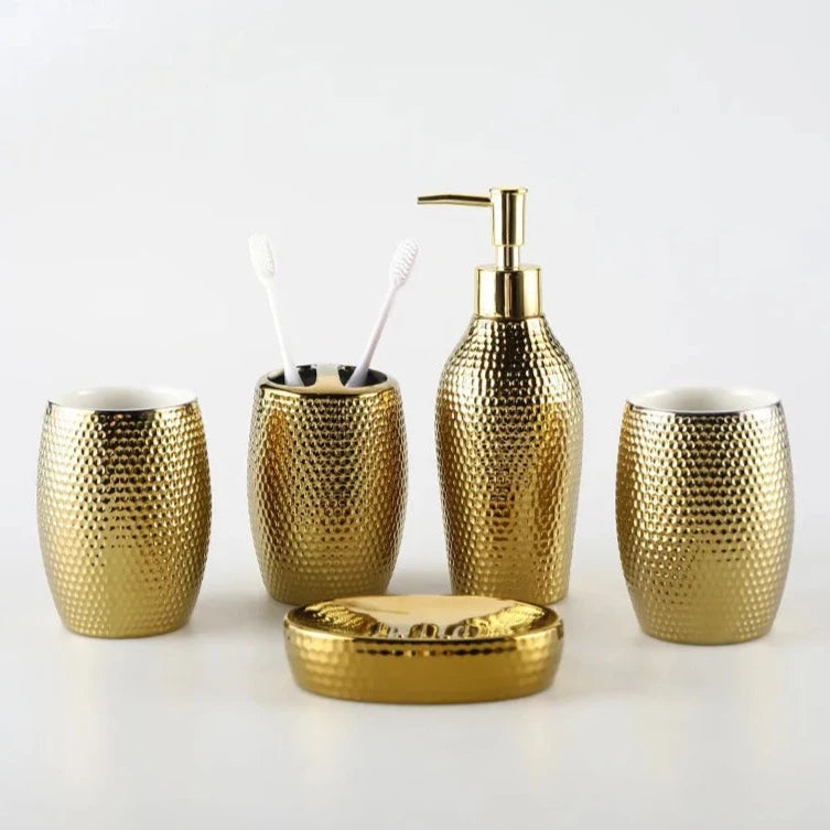 Miami Gold Ceramic Wash Soap Dispenser Kit