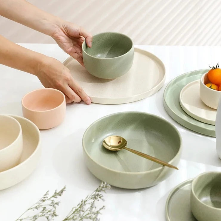 Japanese Ceramic Minimal Dinnerware - Beige