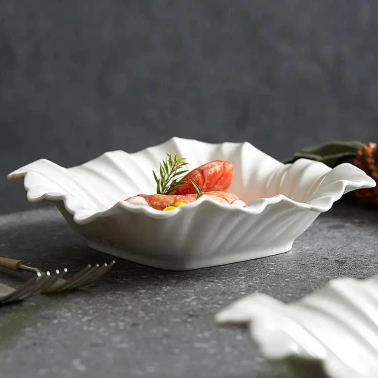 Folded Shell Ceramic Bowl