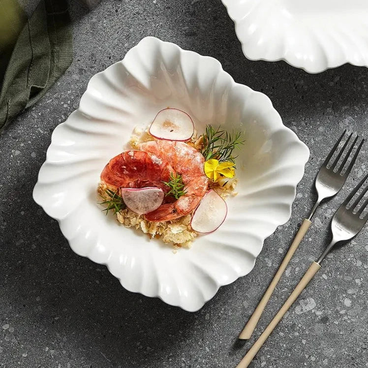 Folded Shell Ceramic Bowl