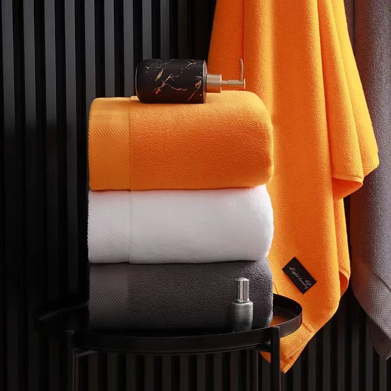 Scandinavian Light Luxury Cotton Bath Towel - Orange Sea