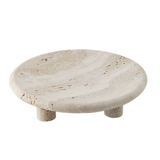 Italia Luxury Three-Leg Travertine Stone Tray