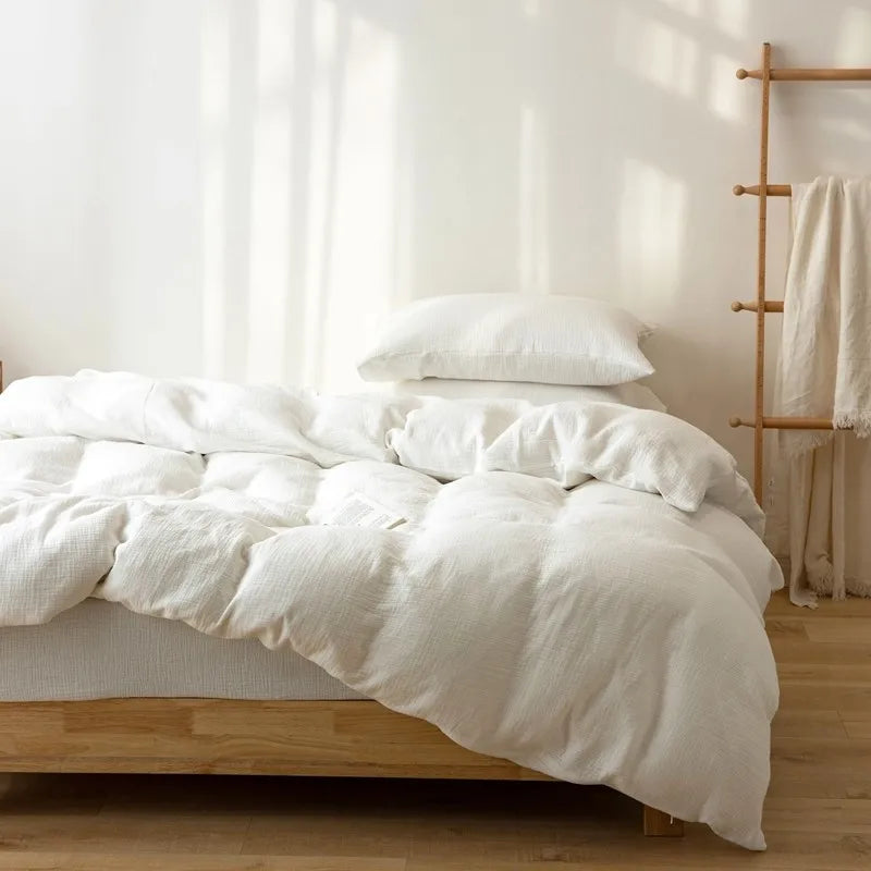 Classic White European Linen Duvet Cover Set