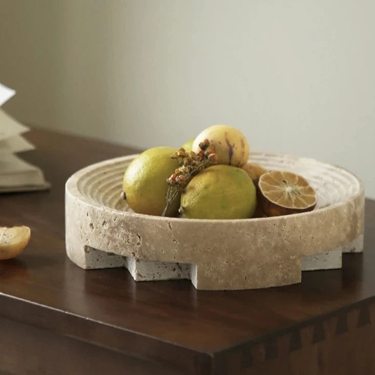 Italia Luxury Bowl Style Travertine Stone Tray Collection