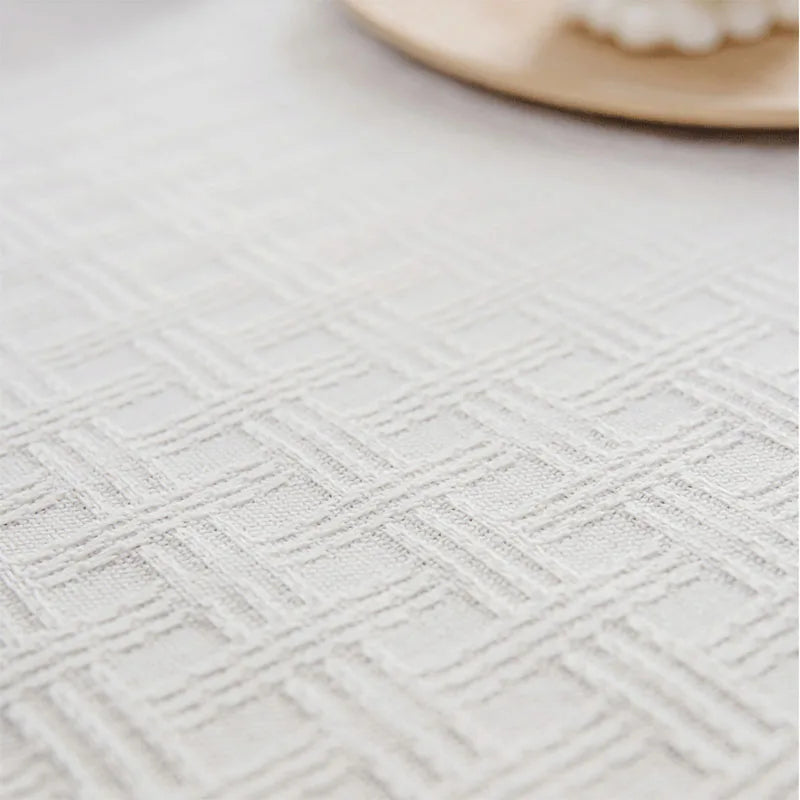 French White Table Lace Cloth Cover - Cross Plaid