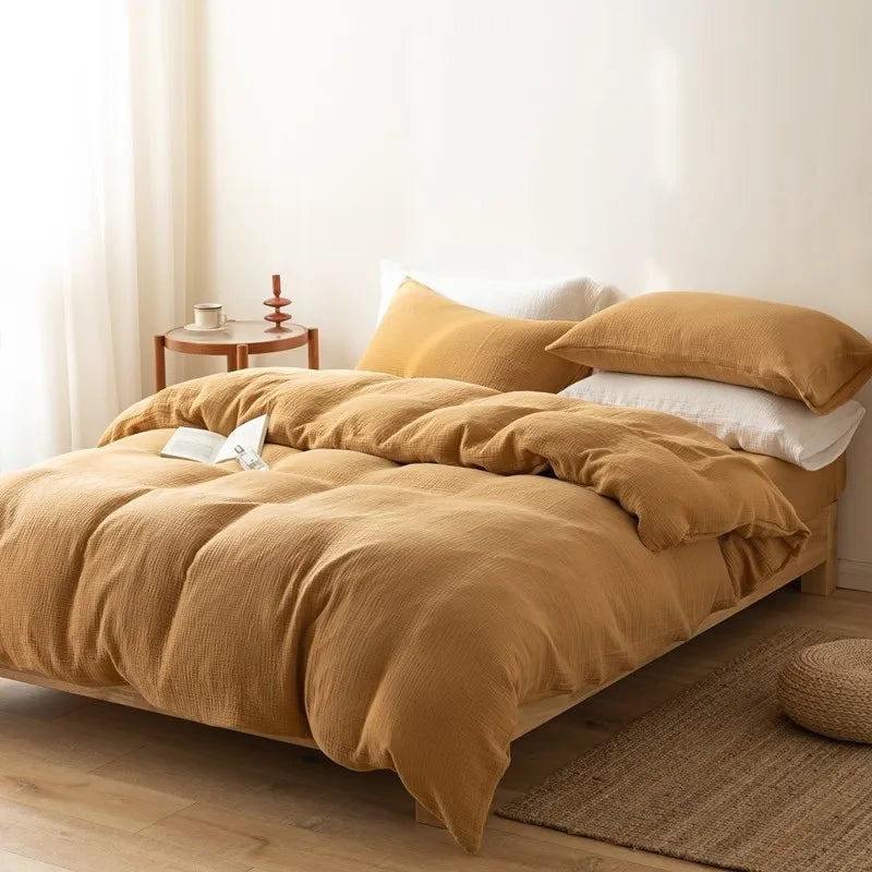 Classic Brown European Linen Duvet Cover Set