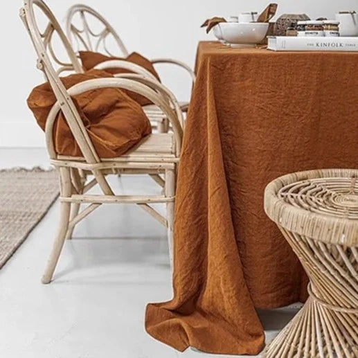 European Linen Table Cloth Cover - Terracotta