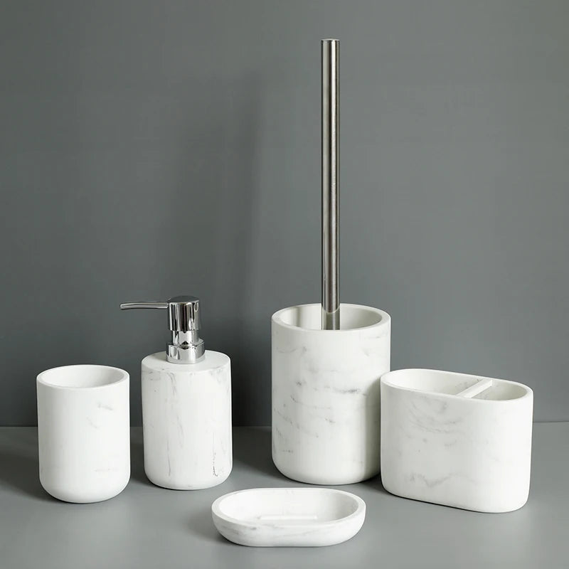 Italia White Marble Wash Accessories Collection