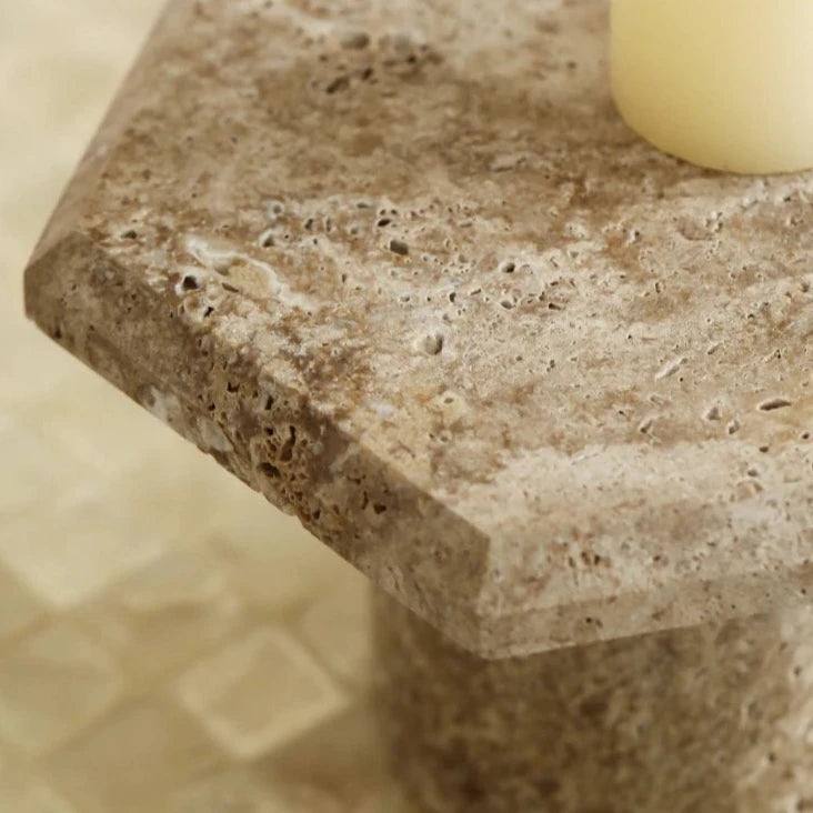 Italia Luxury Travertine Stone Raised Hexagon Tray